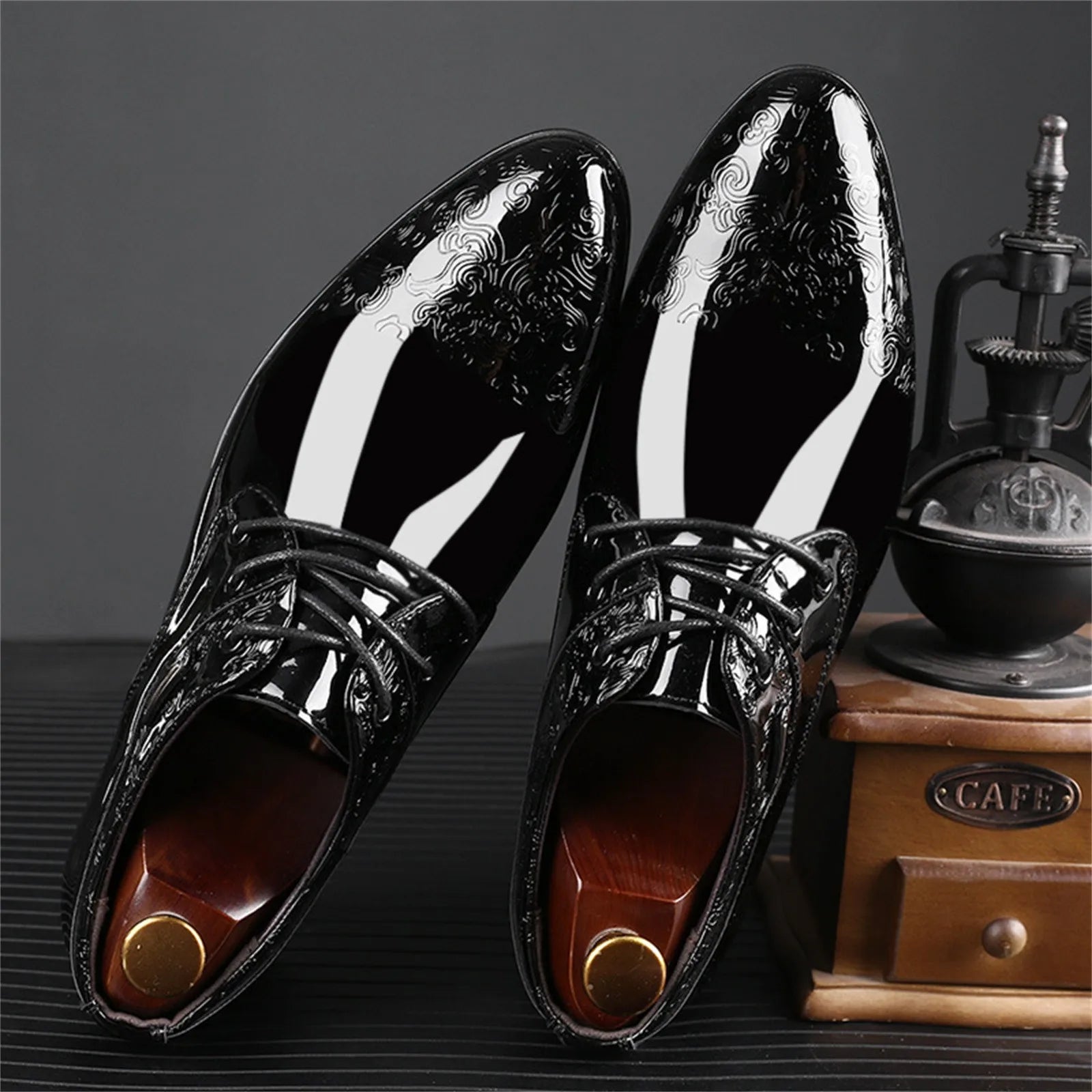 Mens Casual Business Shoes Formal Leather Shoes Lace Up Black Leather Men Wedding Party Office Oxford Shoes