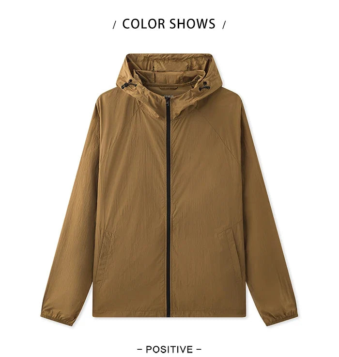 Jacket Men'S Summer Foldable Storage Top Simple Casual Style Hooded Couple