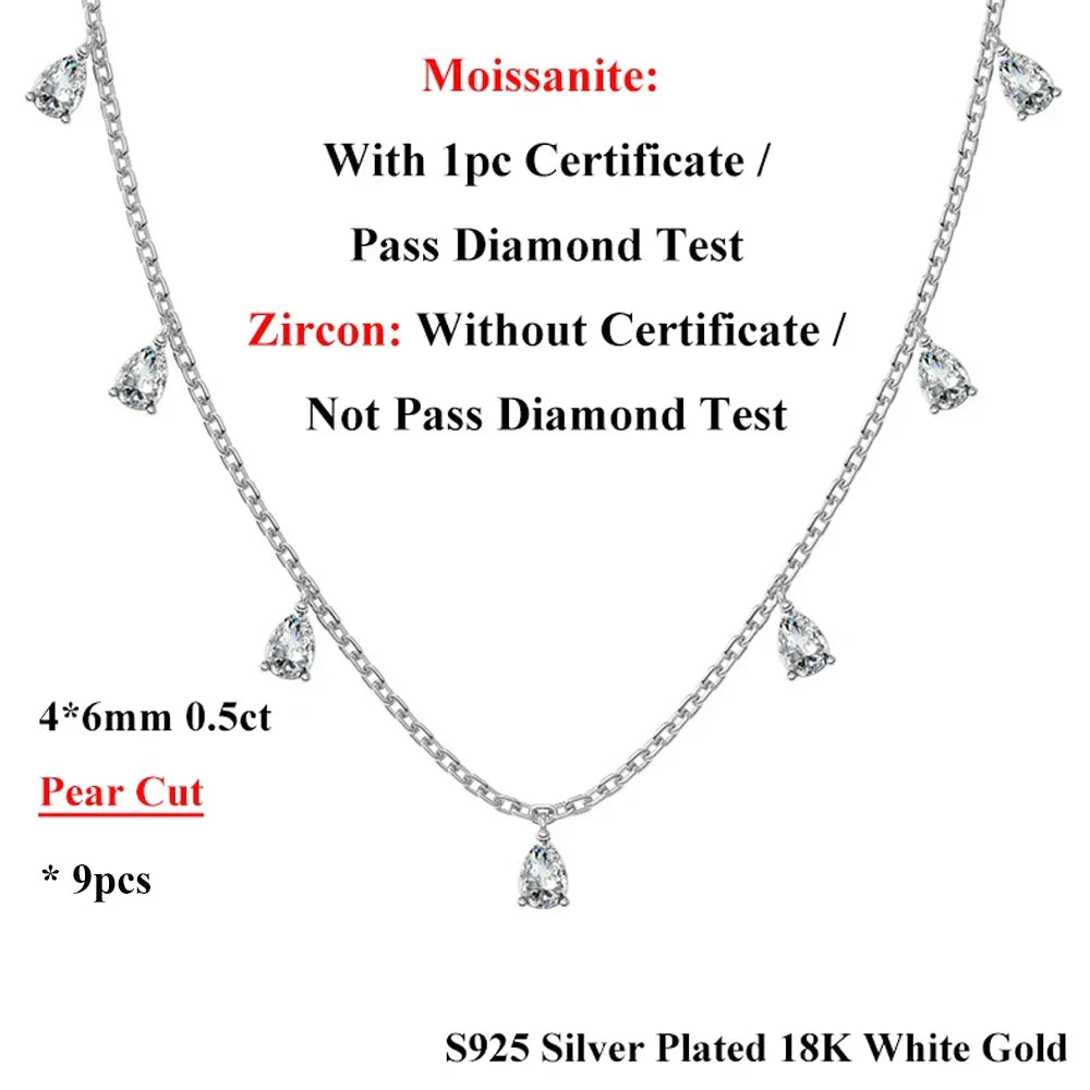 Dainty Full Marquise Pear Cut Moissanite Pendant Necklaces Women s925 Silver All Lab Diamond Stacking Party Neck Chain Gift