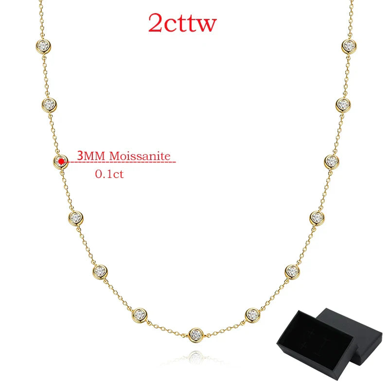2cttw Genuine Moissanite Tennis Necklace for Women Bubble Full Diamond Pendant Men Chains S925 Sterling Silver Jewelry