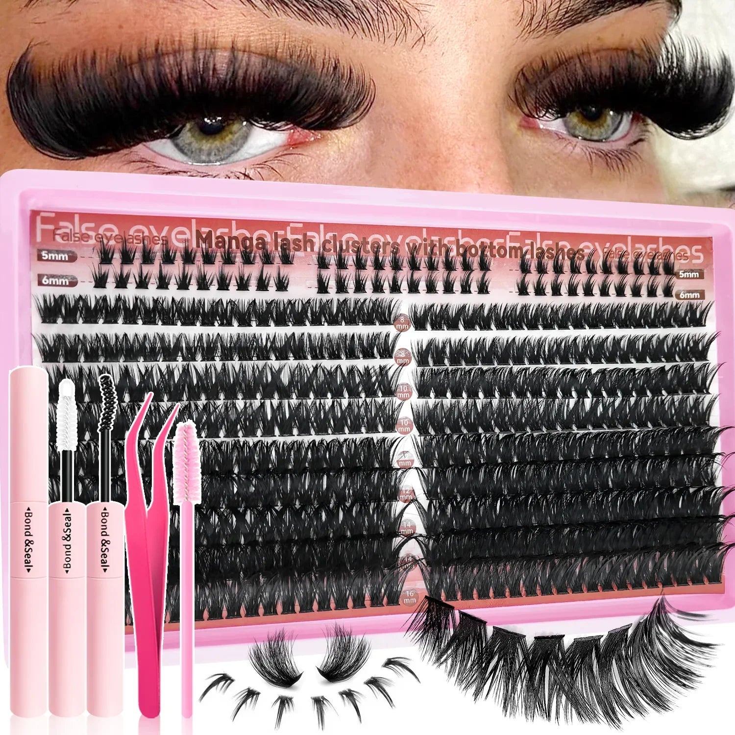 60/402PCS 100D Eyelash Set with Lower Eyelashes Thick & Comfortable for Daily Wear Party Wedding Night Makeup Lash Extensions