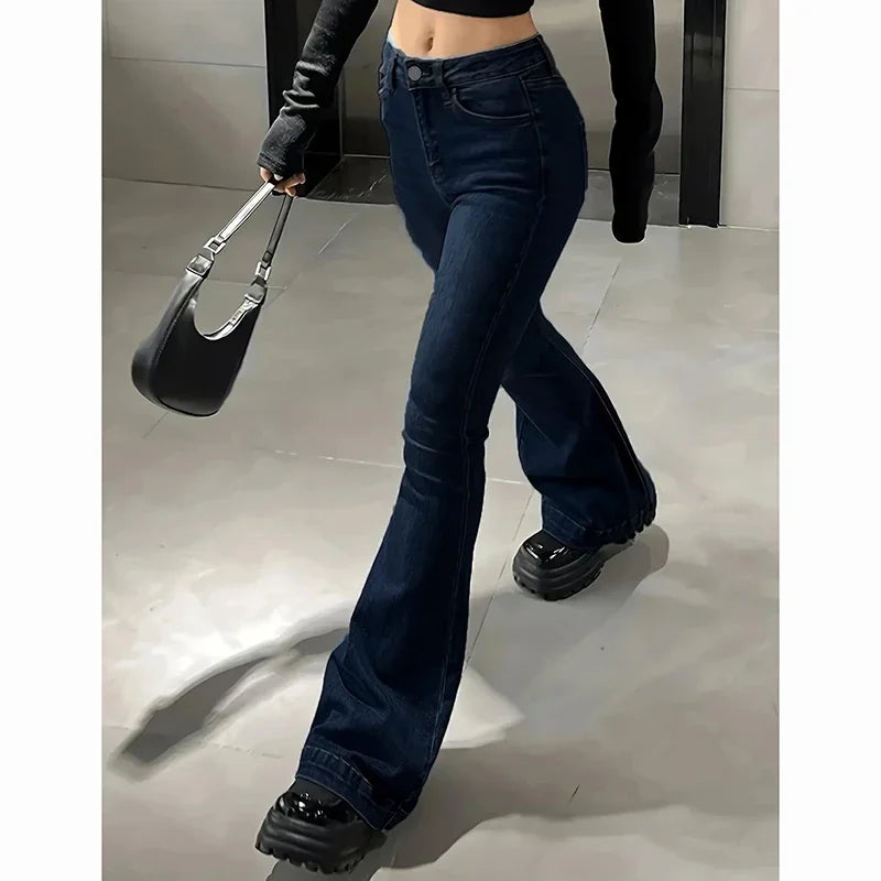 High Waist Flared Jeans Girls Stretchy Bootcut Denim Pants