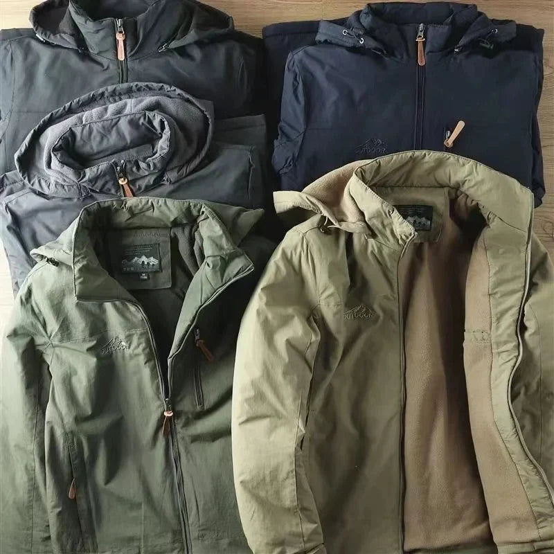 Autumn And Winter Padded And Thickened Outdoor Punching Jacket Casual Warm Tactical Plus Size Jacket Solid Colour Men's Clothing