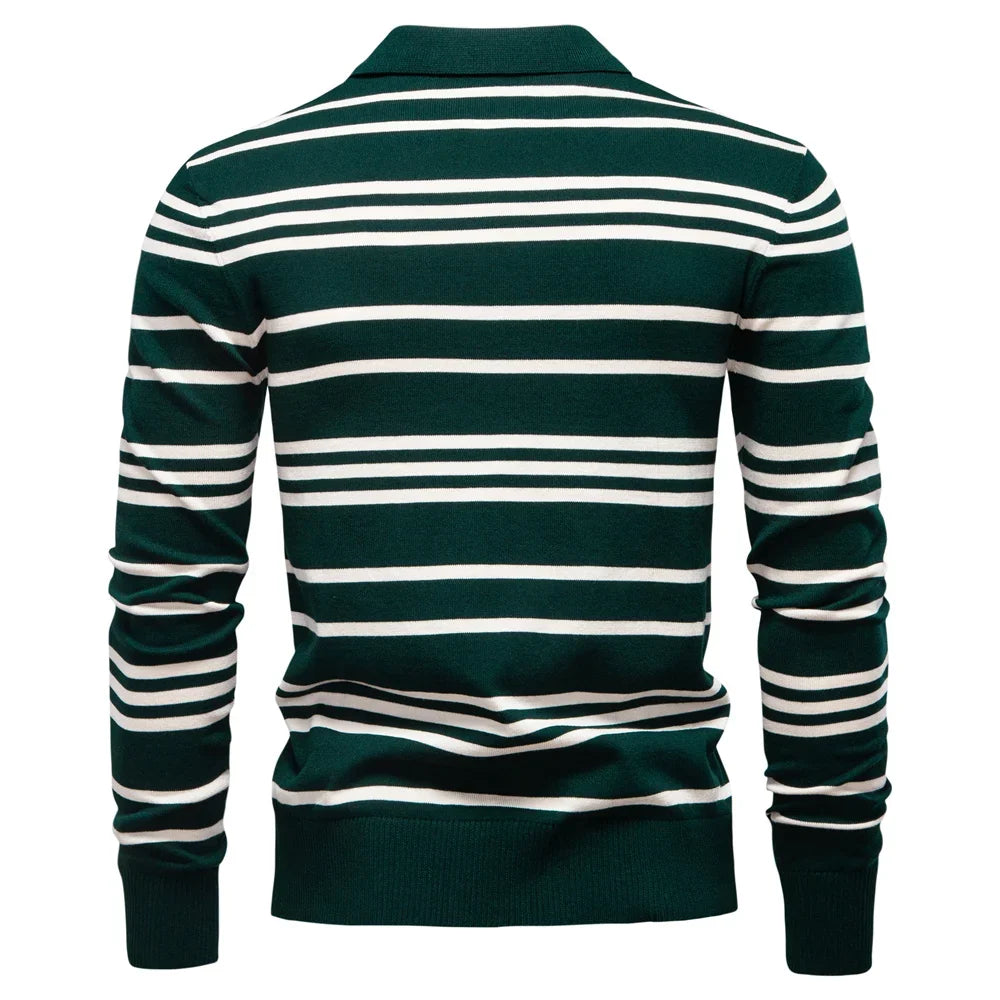2025 Color Block Polo Men Striped Long Sleeve New Autumn Designer Social Business Premium T-shirts Male