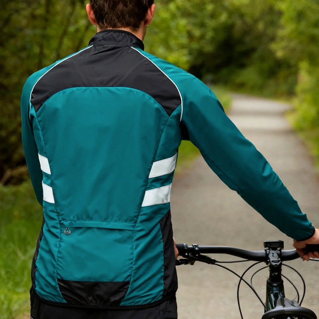 Men’s Cycling Windbreaker Jacket Waterproof Windproof Reflective Bike Coat Lightweight Outdoor Sports Apparel Portable