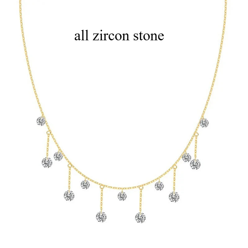 100% Real S925 Sterling Silver Pendant Girls 5A Zircon Stackable Wedding Necklace for Women Fine Jewelry Wholesale Chain