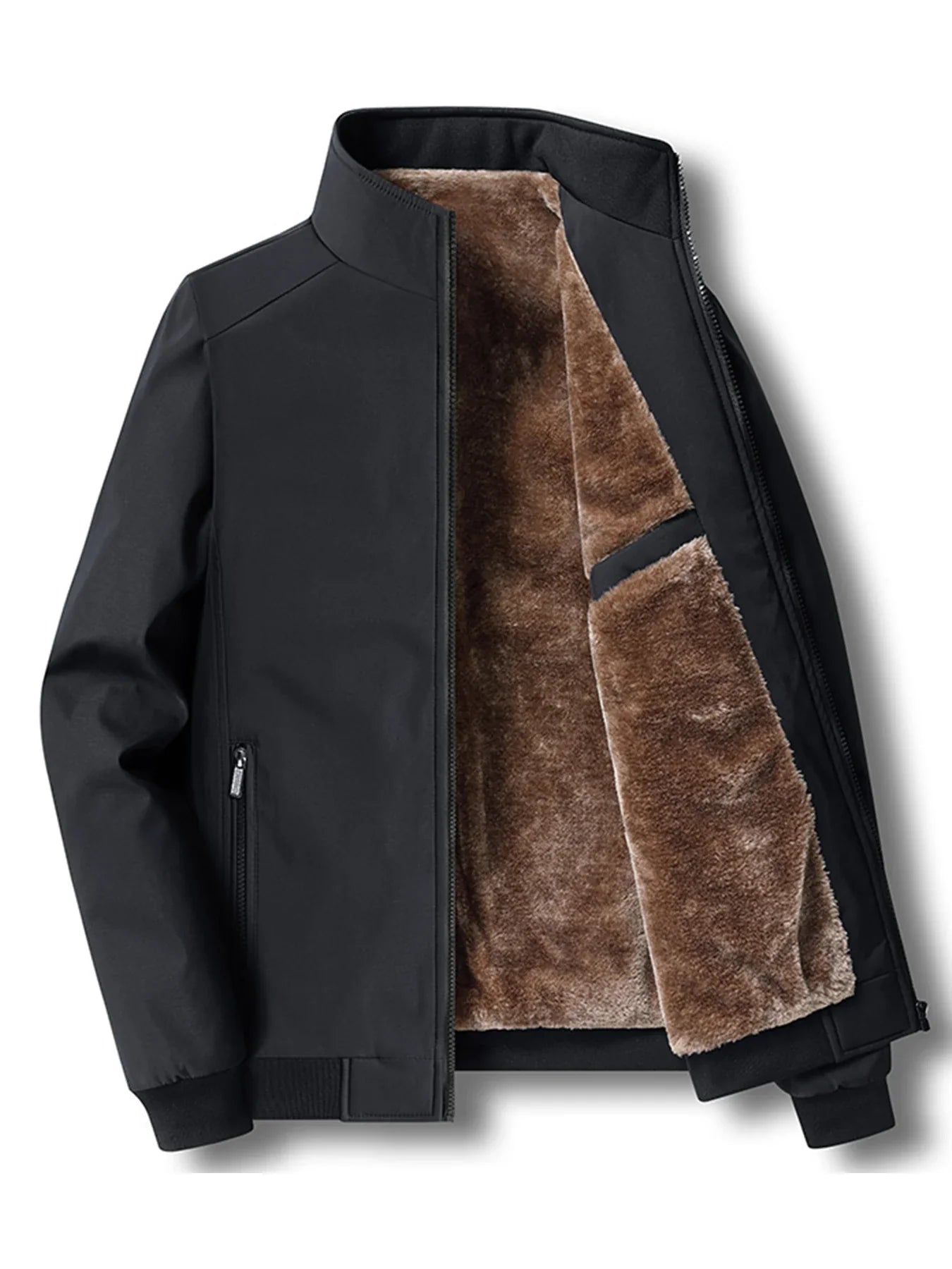 New Autumn and Winter Velvet Jacket Men's Stand-Up Collar Cotton Padded Thickened Warm Casual Jacket