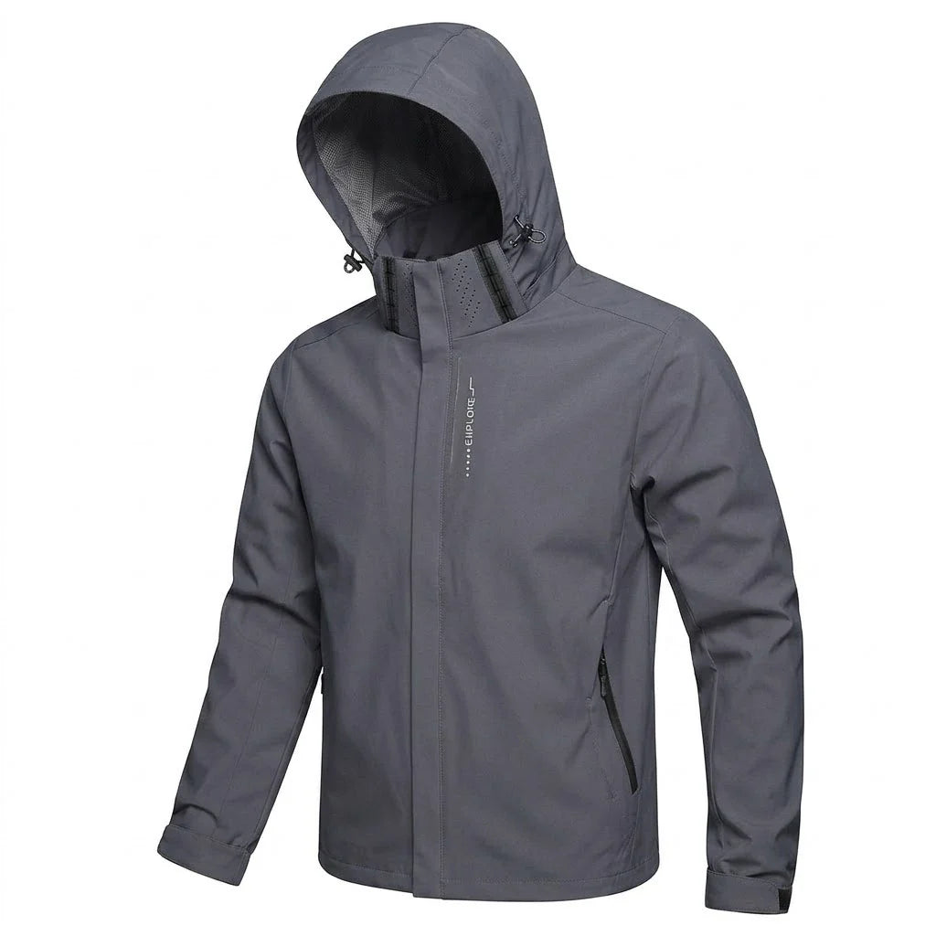 Mens Outdoor Waterproof Jacket Windproof Hoodie Coats Lightweight Cycling and Hiking Raincoat Work Jacket Man Climbing Outerwear