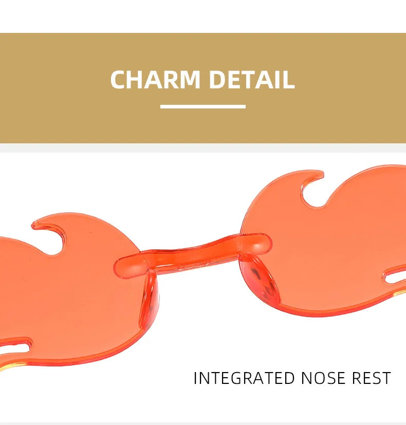 Flame Sunglasses Rimless Personality Colorful Ball Party Sunglasses Candy Hip-hop Fruit One-piece Glasses