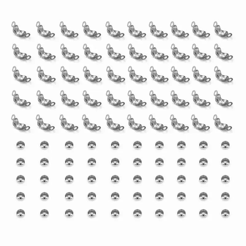 100pcs/lot Stainless Steel Gold Color Connector Clasp Crimp End Beads Findings Kit DIY Bracelet Necklace Jewelry Making Supplies