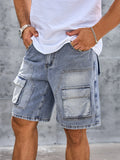 Jeans Workwear Denim Shorts Man Blue Slim Fit Stretch Vintage Straight Jeans