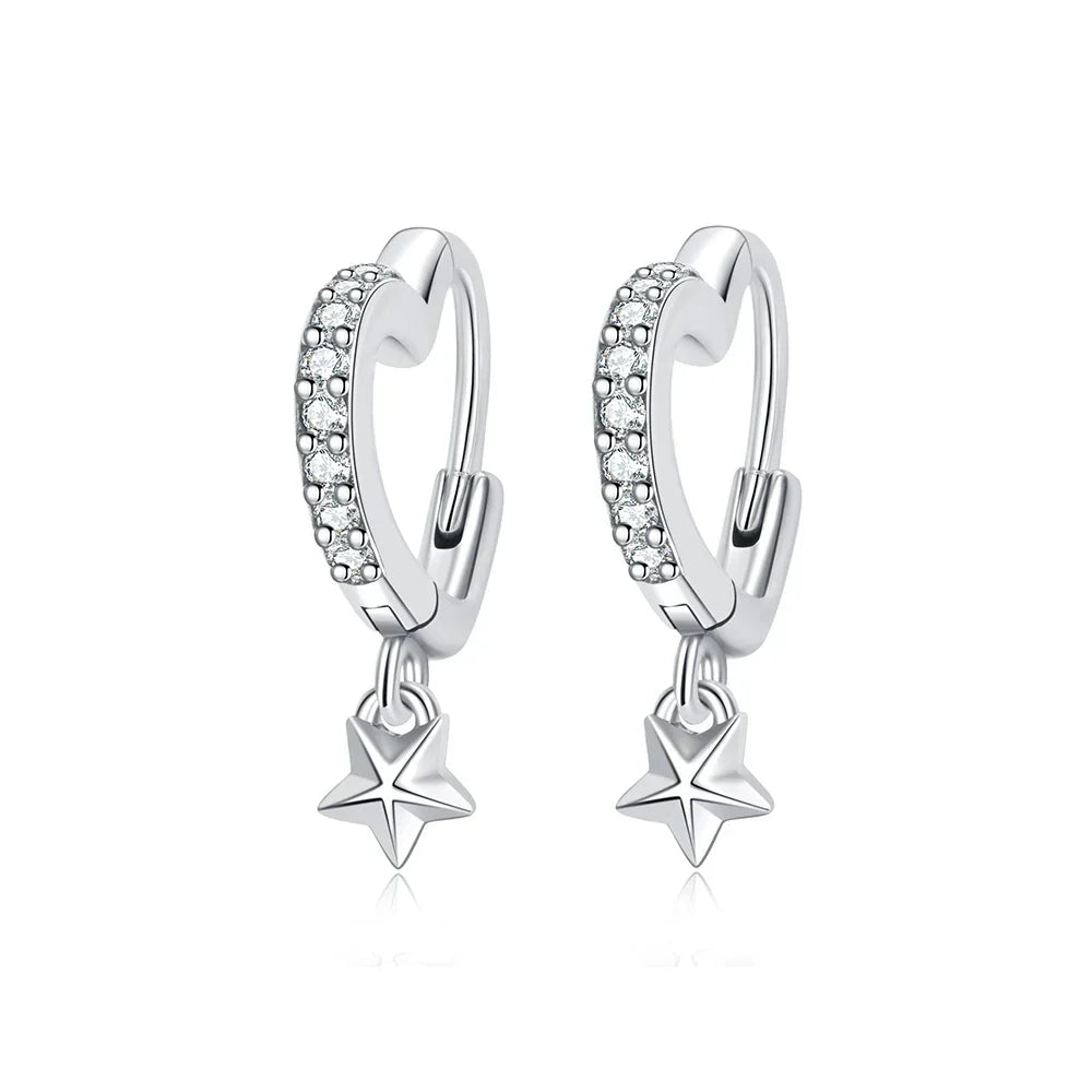 Original 925 Sterling Silver Earrings 2025 Stud Hoop Crystal Earings For Women Rose Gold Crown Heart Infinity Bee Earing Jewelry