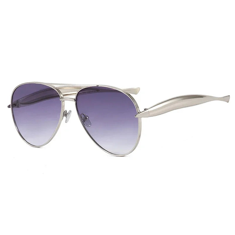 New y2k Vintage Metal Pilot Sunglasses Women For Men Sun Glasses Punk Popular Outdoor Driving Luxury Brand Designer Shades UV400