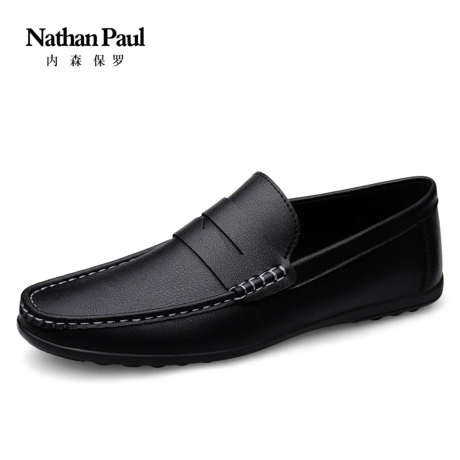 Leather men's shoes 2024 summer new driving flat casual style men's shoes trendy fashion outdoor lazy loafers men's shoes