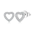 Hollowed Heart Moissanite Stud Earrings, Full Enternity Hypoallergenic Earrings D Color Round Cut Lab Diamond for Women