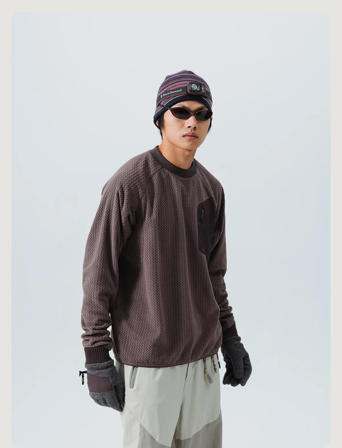 Mountain-Ready Crewneck: Engineered with Ribbed Neck, Reflective Logo, & Secure Chest Pocket for Outdoor Style Unisex