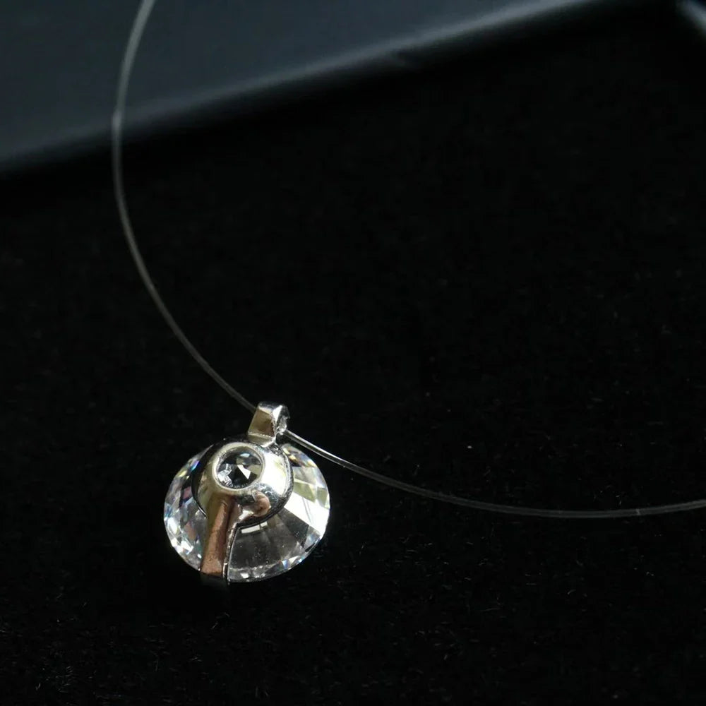 0.5-5CT Moissanite Pendant Necklace Women  Certified 925 Sterling Silver Transparent Fishing Line Choker Chain Jewelry
