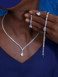 High Quality Cubic Zirconia Bridal Wedding Jewelry Water Drop Necklace Lady Pendant Four Piece Set Party Accessories