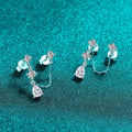 Full Moissanite Stud Chain Earrings for Women Sparkling Lab Diamond Earring 925 Sterling Silver Women's Earrings Jewelry