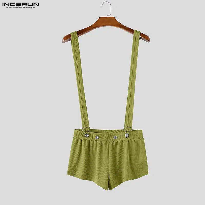 Men's Shorts Rompers Solid Summer 2026 Casual Straps Overalls For Man Playsuits Streetwear Fashion Men Bottoms Shorts