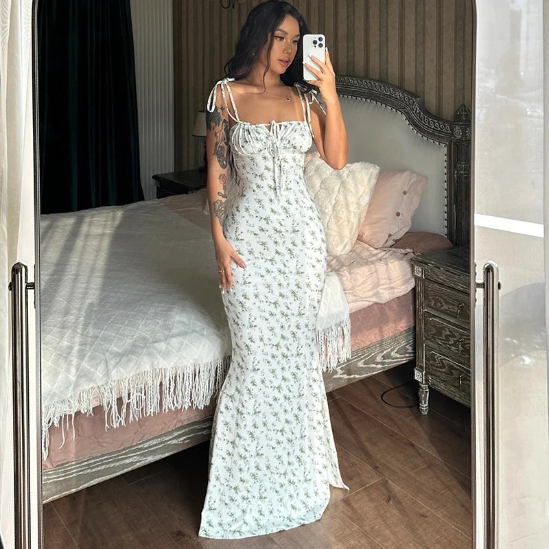 Women Elegant Floral Beach Vacation Bodycon Streetwear Long Dress 2026 Summer Clothes Wholesale Items For Business