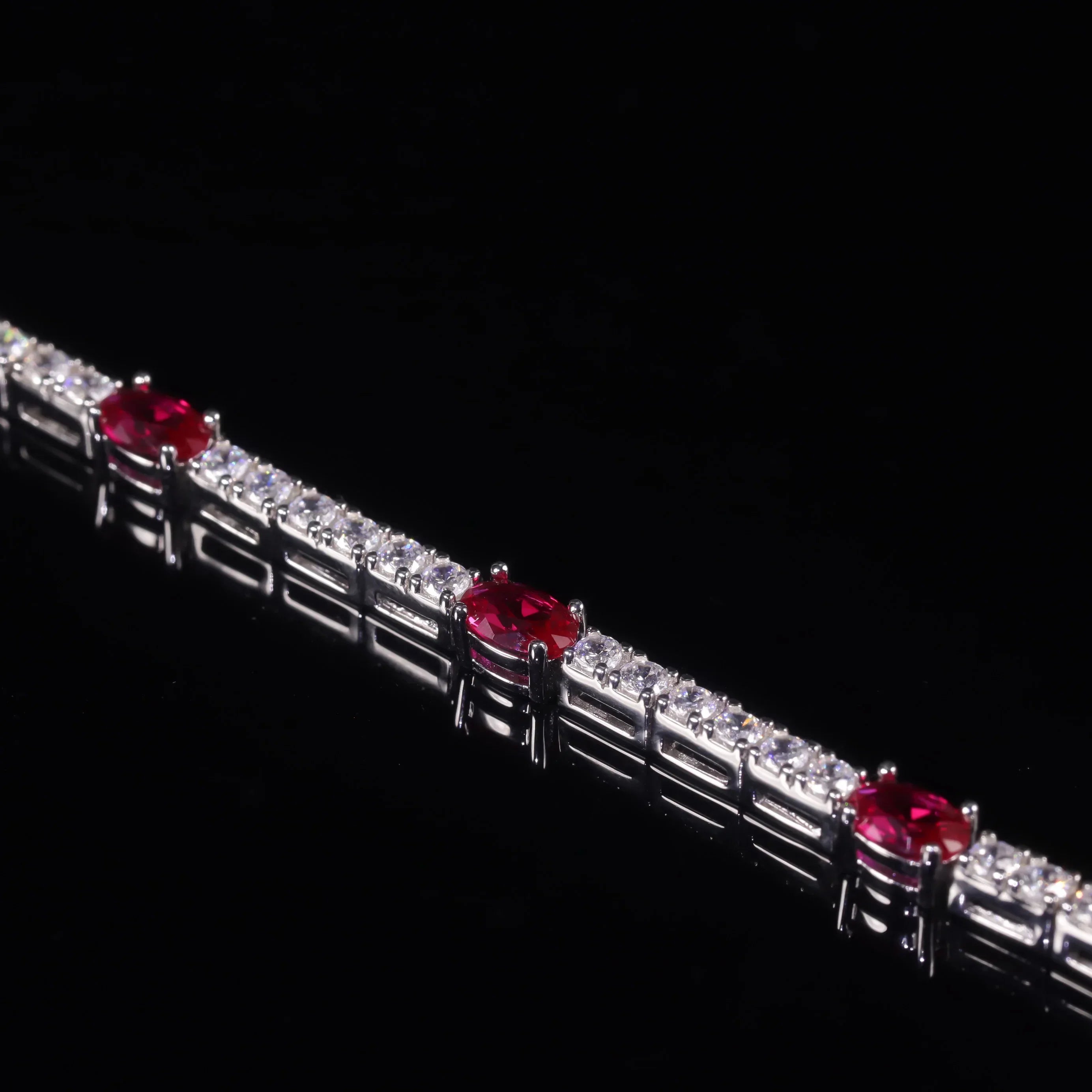 Lab Grown Ruby Tennis Bracelet 925 Sterling Silver Birthstone Bracelet  Fancy Party Wear Bracelet Gift For Women