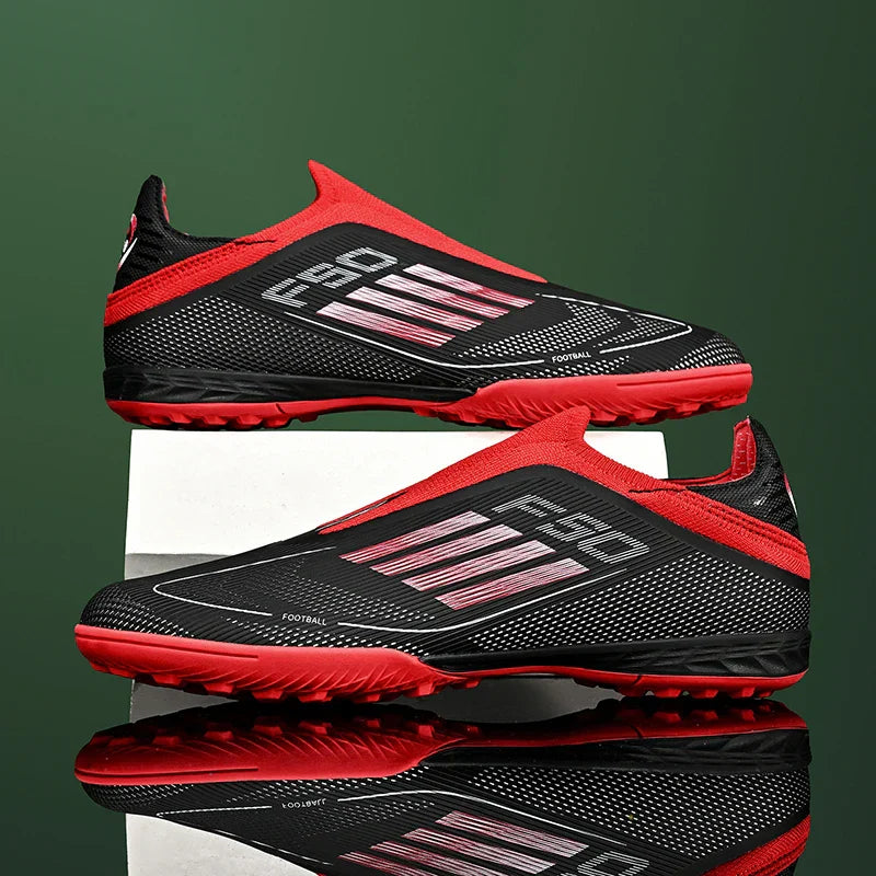 Without-Lace Mens Soccer Shoes f50 SLIP-ON Non-Slip Turf Soccer Cleats TF BOYS FG Training Football Boots Chuteira Campo 35-45
