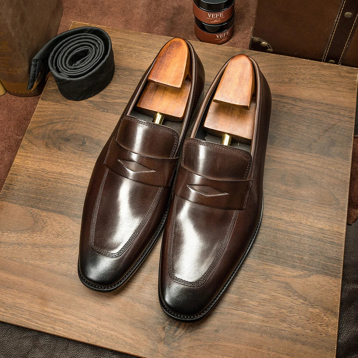 Men's Genuine Leather Shoes Loafer Handmade Shoes Antiskid Elegant Gentleman Oxford Shoes Simple British Style Wedding Shoes