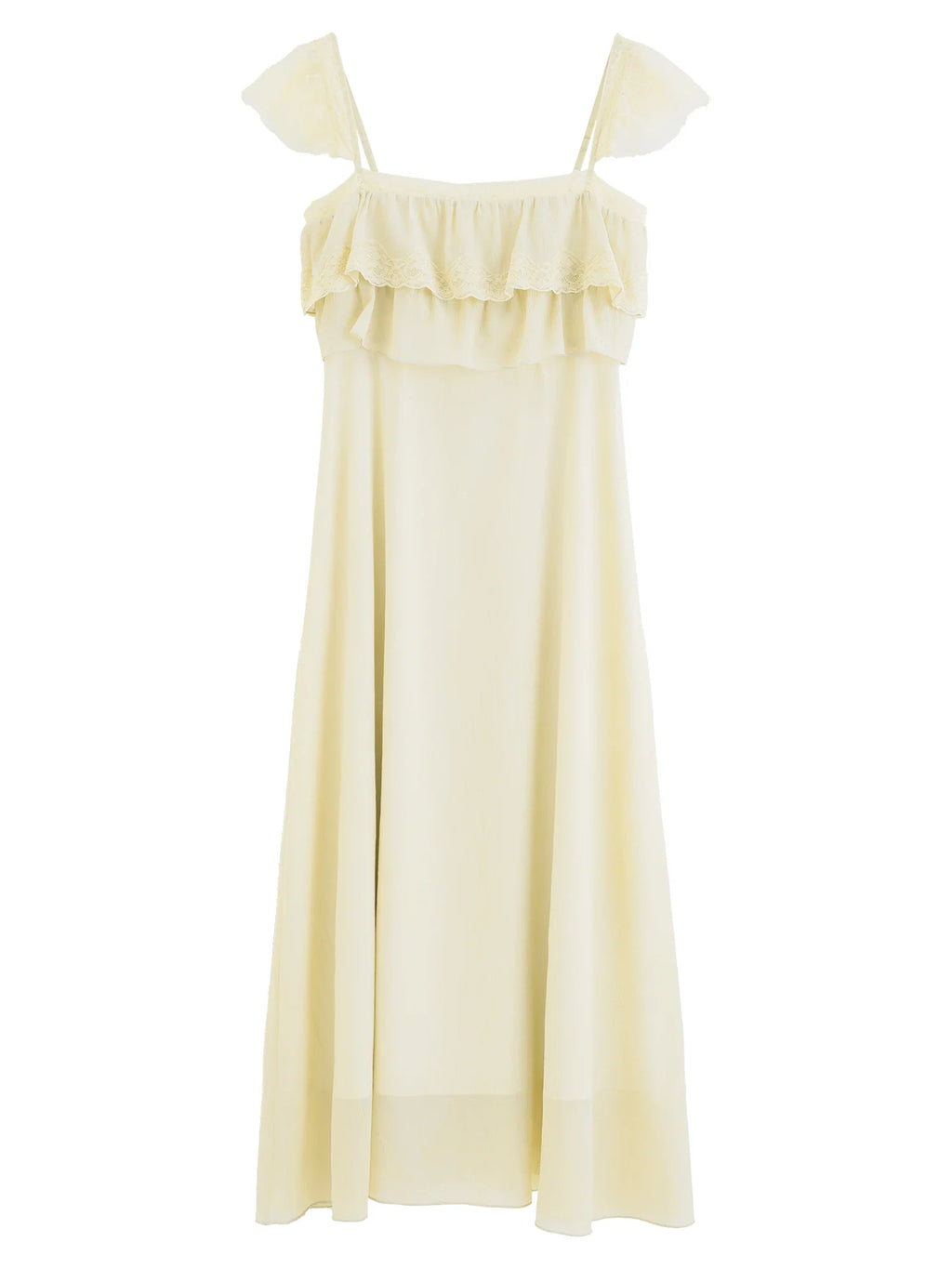 2026 Summer Women's Cap Sleeve Ruffle Hem Slip Dress, Slim Fit Flowy Maxi Dress for Y2K Coquette & Romantic Vacation Style