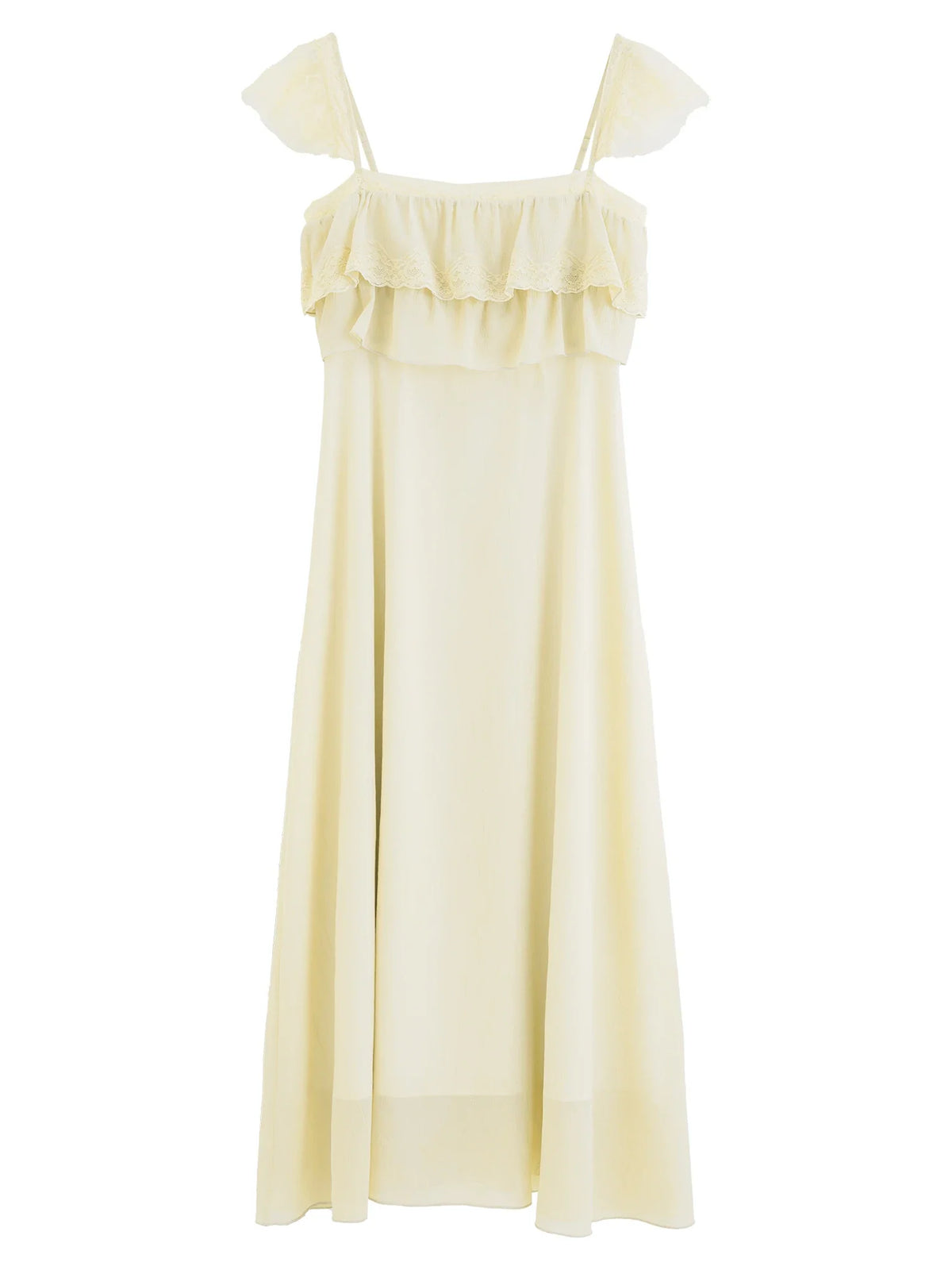 2026 Summer Women's Cap Sleeve Ruffle Hem Slip Dress, Slim Fit Flowy Maxi Dress for Y2K Coquette & Romantic Vacation Style