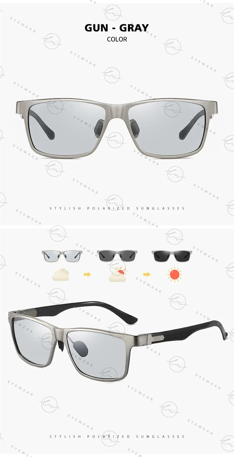 High Quality Carbon Fiber Sunglasses Polarized Man Photochromic Sun Glasses Woman Anti-glare Chameleon Goggle zonnebril