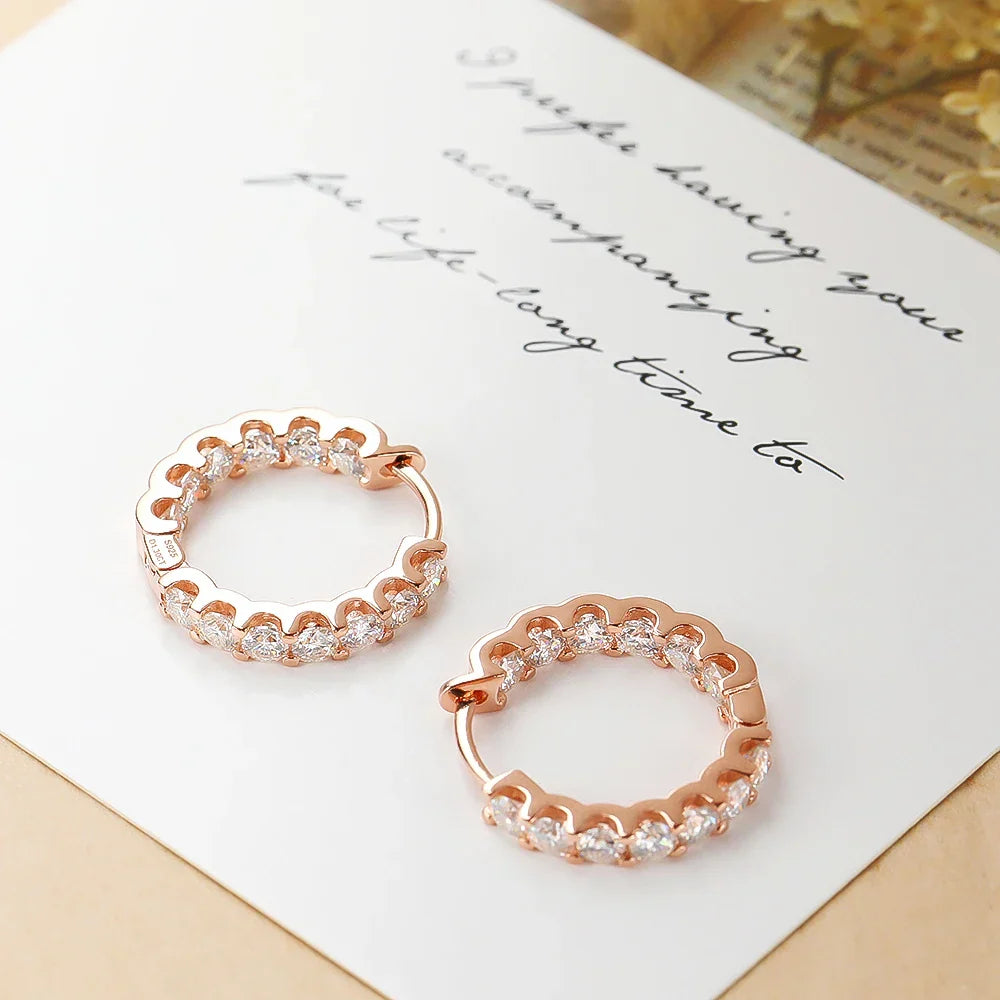 Real 3mm 0.1ct GRA Certified Moissanite Hoop Earrings for Women S925 Sterling Silver Earring Fine Jewelry Christmas Gift