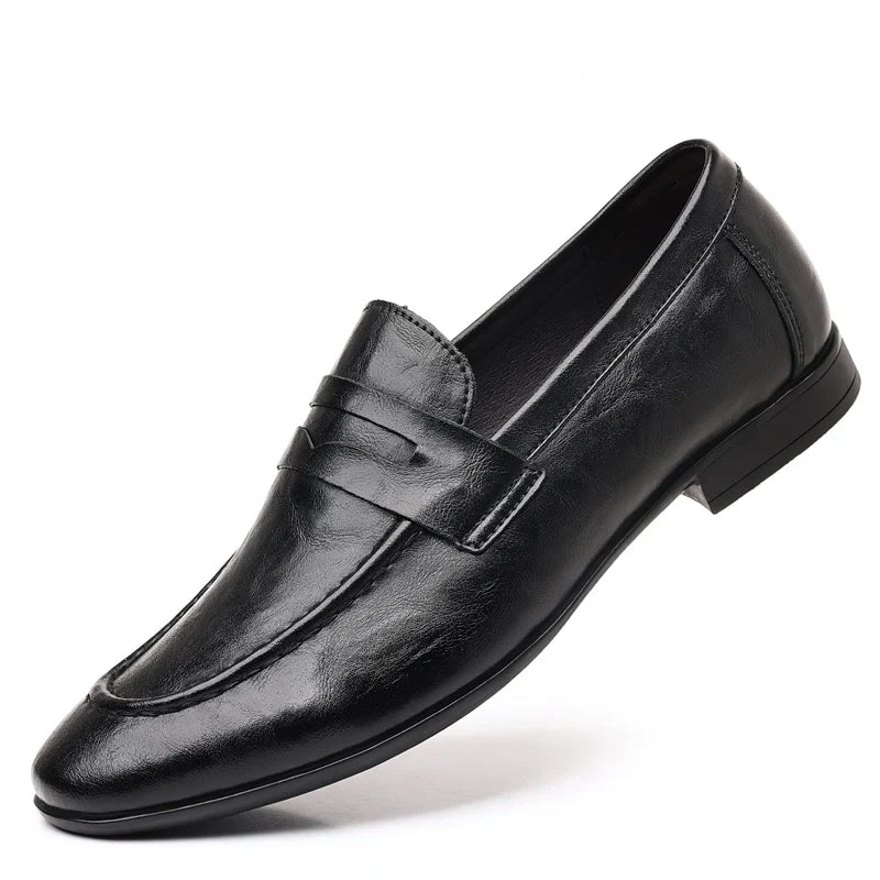 Italian Men High Quality Casual Leather Loafers Casual Business Office Shoes Comfy Outdoor Slip On Flats Fashion Driving Shoes