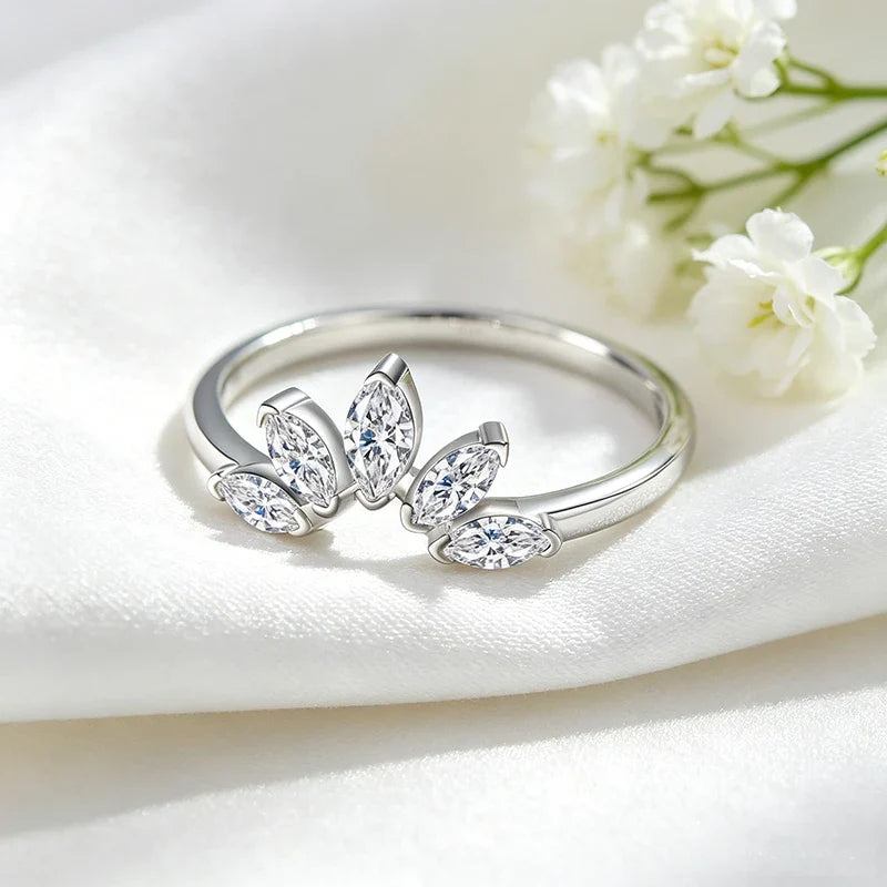 Trendy 5A Zircon Crown Rings for Women Exquisite Wedding Party Matching Band Real 925 Sterling Silver Jewelry Wholesale