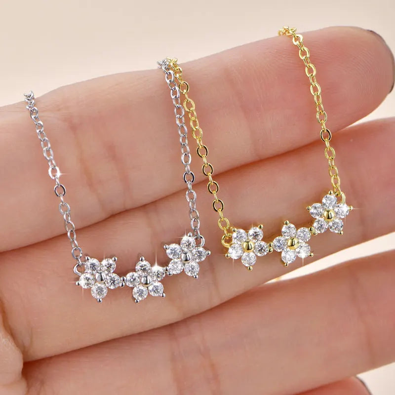 GRA Certified D VVS1 Moissanite Diamond Sweet Mini Flower Pendant Necklace for Women Chain Neck Jewelry Gifts Collares