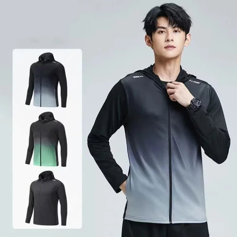 Quick Dry Men's Cycling Jacket Sports Running Outdoor Fitness Hooded Waterproof Motorcyclist Coat Gym Outdoor Skin Windbreaker