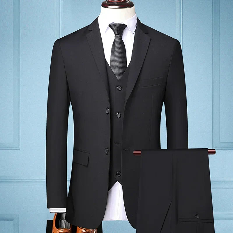 The New Store Offers Discounted Prices  Casual Formal Business Men's Fashionable Gentleman Solid Color All-season Fitted Suit