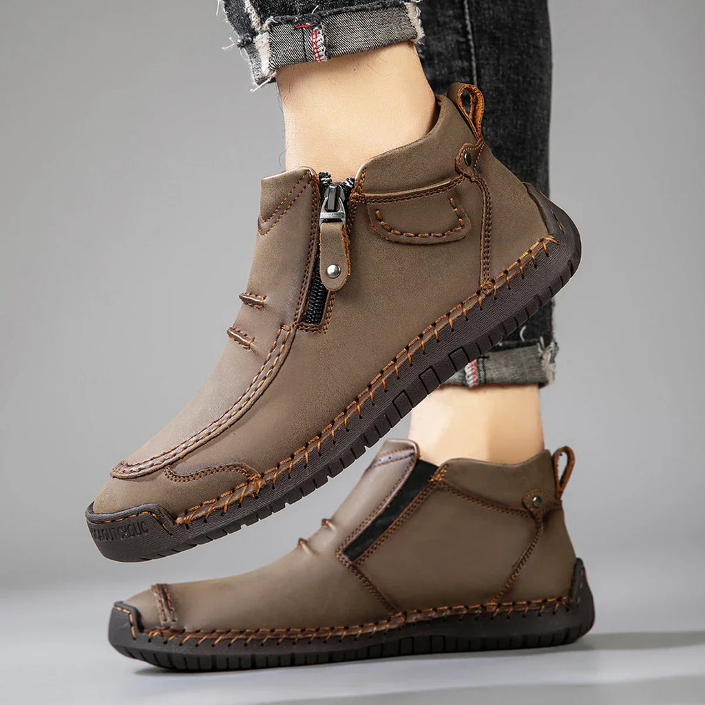 New Autumn Handmade Leather Men Boots Outdoor Design Sneakers Man Breathable Casual Leather Shoes Men Ankle Boots Fall Plus Size