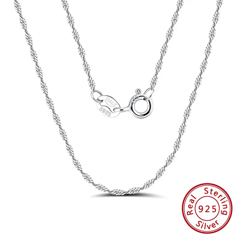 1.5mm Width Singapore Twisted Chain Necklace Solid 925 Sterling Silver Hiphop Classic Style Twist Choker Chain SC02