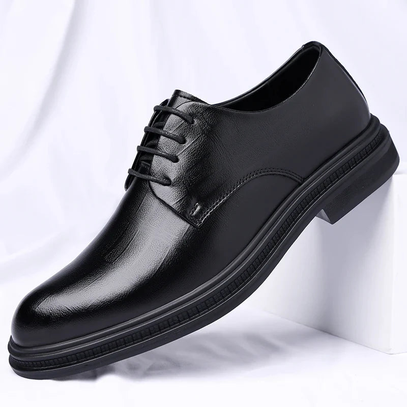 Men's Formal Leather Shoes Lace Up Breathable Non-slip Rubber Sole Lightweight Comfortable Dress Shoes Office & Special Occasion