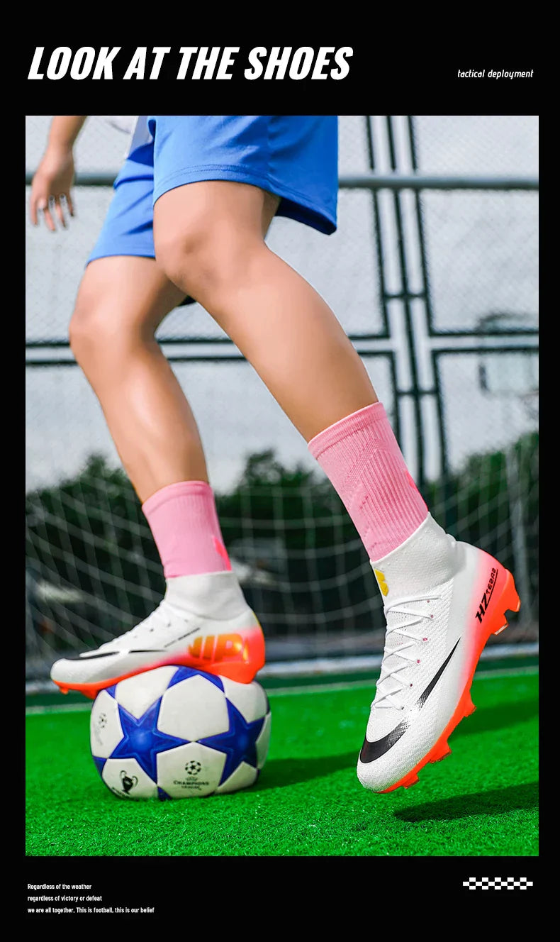 New Men Soccer Shoes Breathable Cleats Football Boots Training Boys Long Spikes Adult Outdoor Sport Non Slip Match Comfortable