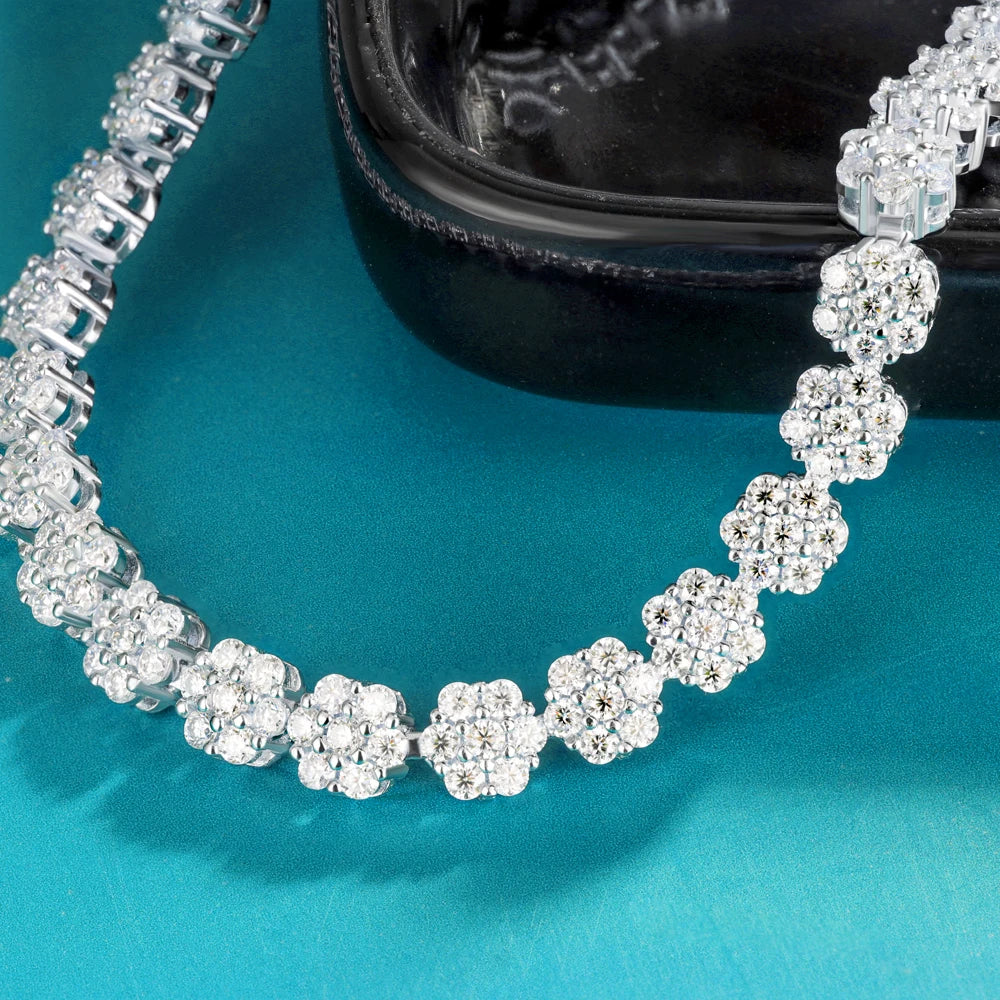 Flower Full Moissanite Tennis Bracelets 925 Sterling Silver D Color Lab Diamond for Women Hand Chain Gift Fine Jewelry GRA