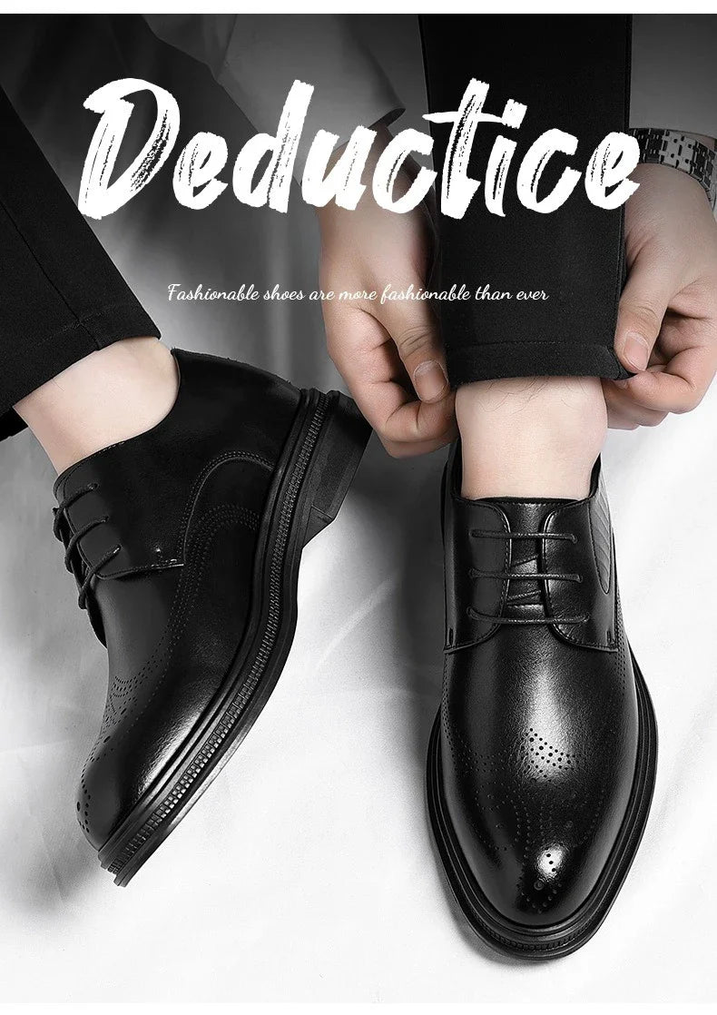 Business Formal Casual Wedding Shoes for Men Fashion New Designer Inner Increase Shoes Male Spring Autumn Retro Leather Shoe Man