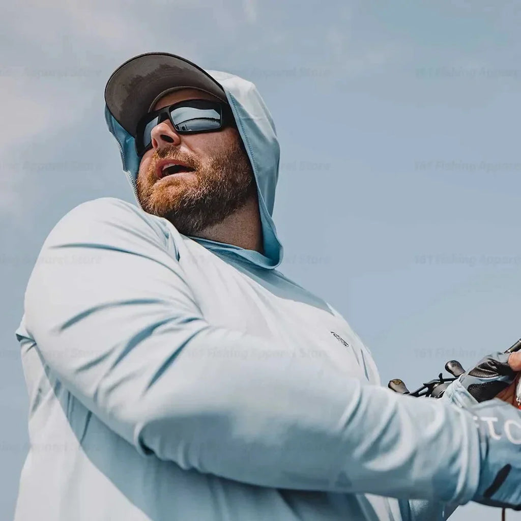 Hood Fishing Shirt Fishing Apparel Men long sleeve fishing t shirt uv protection