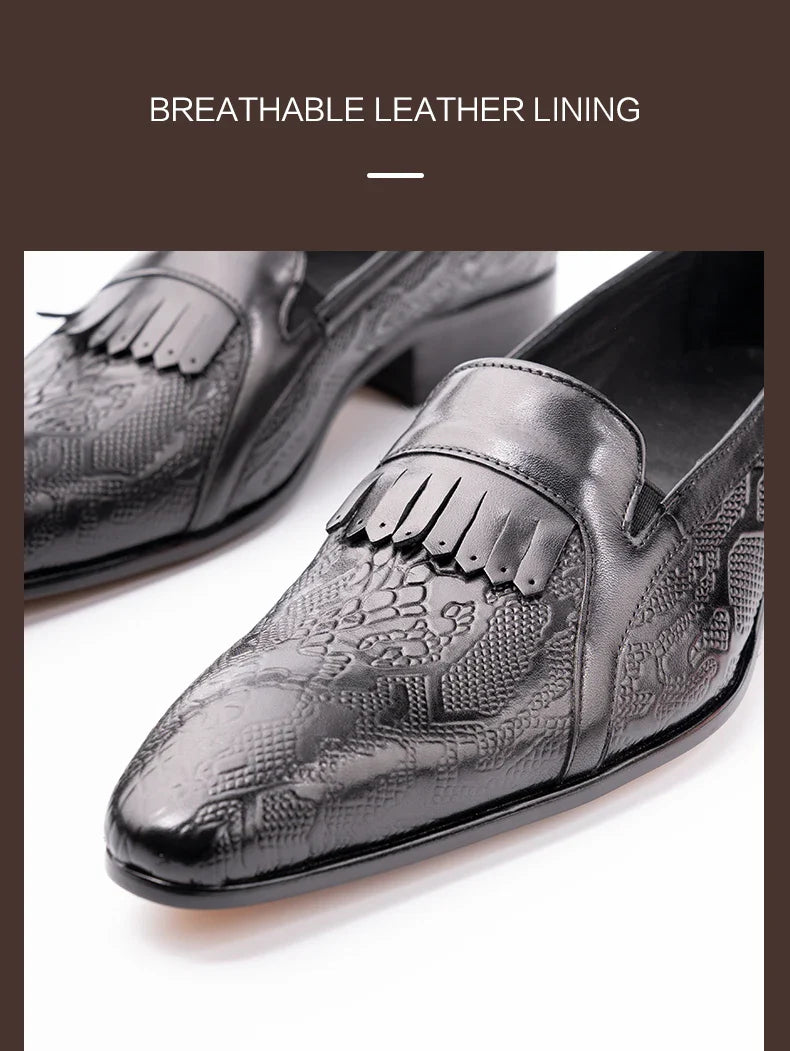 High Quality Fashion Loafers Dress Shoe Men Casual Leather Shoes Elegant Custom Mens Wedding Office Business Shoe Black Big Size