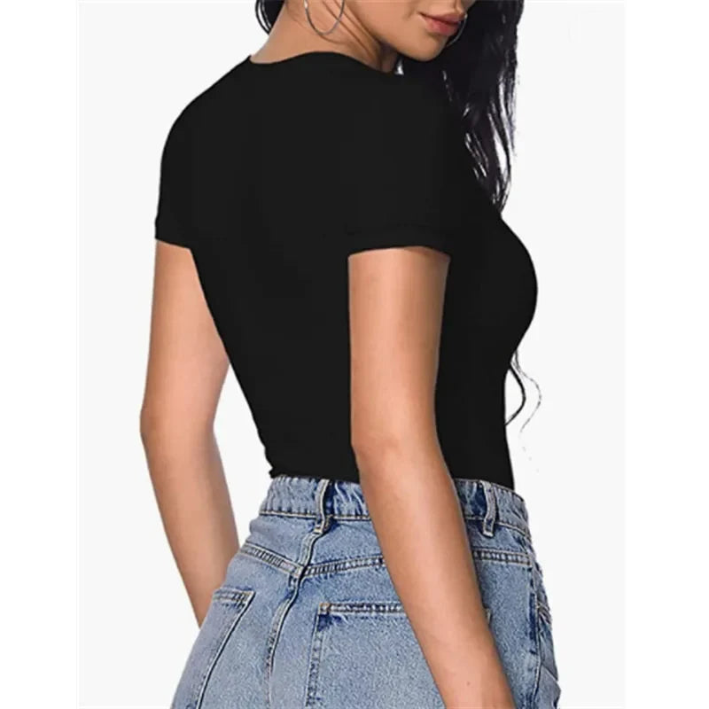 Bodysuit Women Sexy Slim Short Sleeve Bodycon Jumpsuit V Neck Rompers Overalls Body Shapers 2024 New