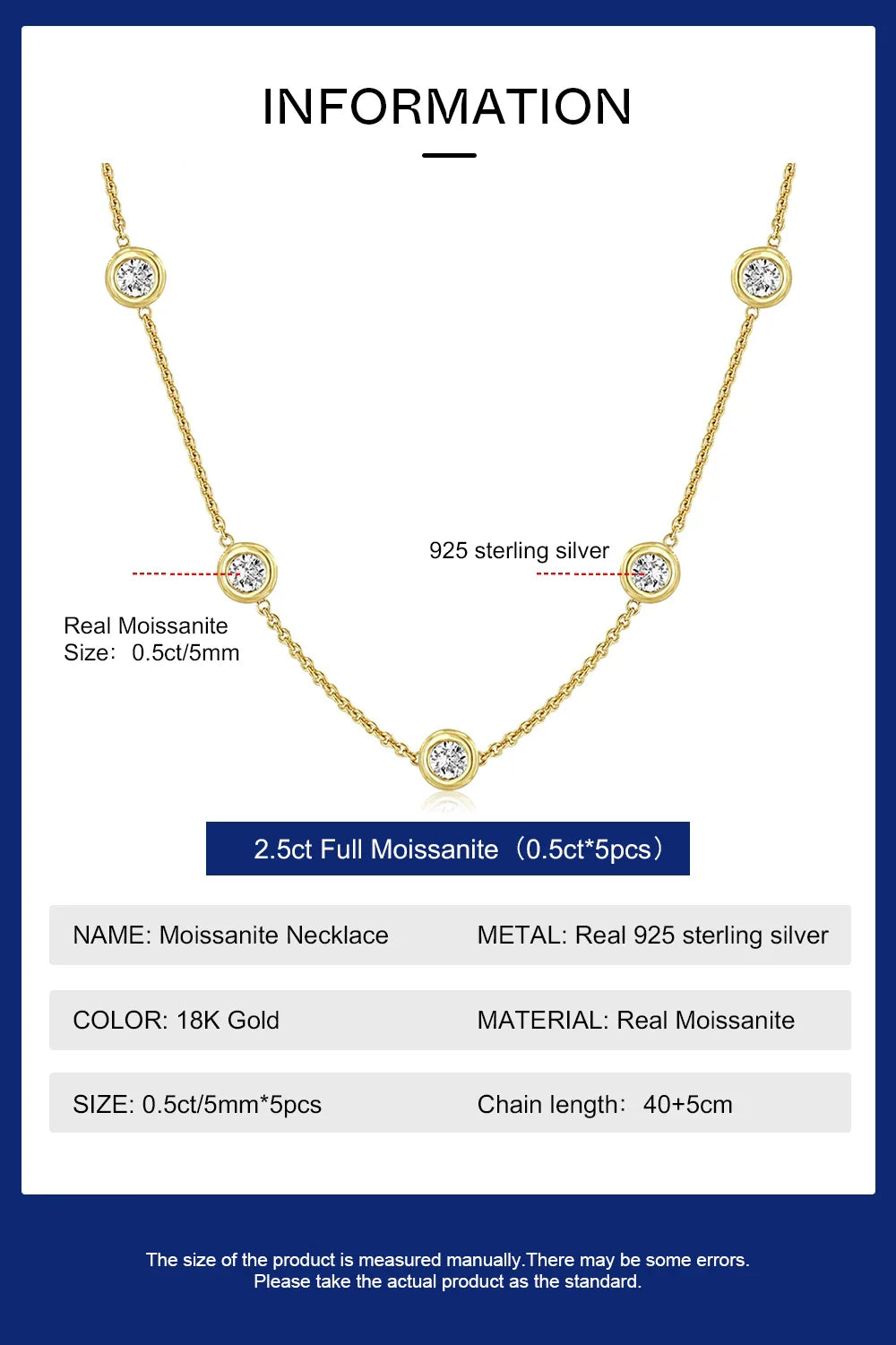 5mm 5 Stones Bubble Moissanite Necklace Certified Original 18k Gold Plated 925 Silver Diamond Choker Chain for Women Jewelry GRA
