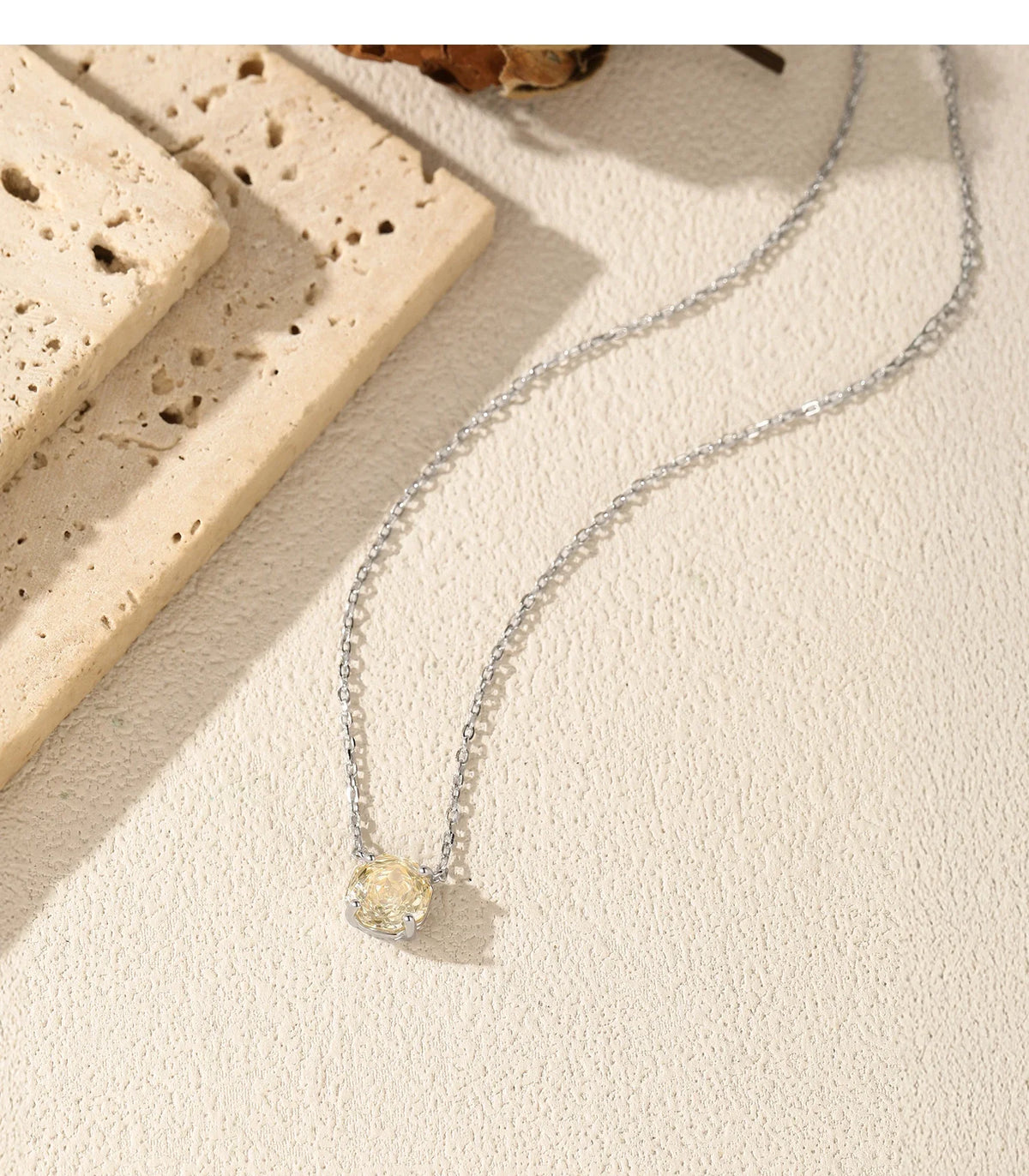 925 Sterling Silver Pendant Necklace Dazzling Light Yellow Rose Cut Zirconia Necklaces For Women Fine Jewelry