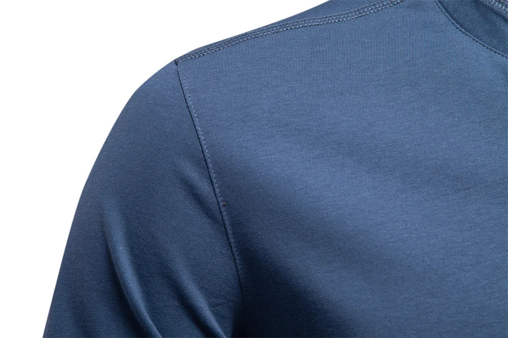 Men's Long SleeveT-shirt Fashion HIgh Quality Cotton t shirt for man button collar basic tshirt