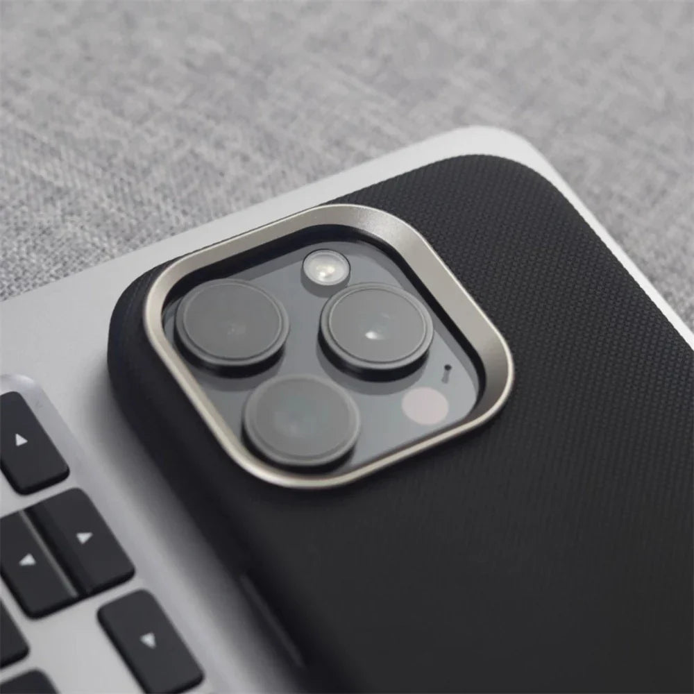 Luxury Alloy Lens Frame Particle PU Leather Magnetic Case For iPhone 17 16 Pro Max 15 14 13 For Magsafe Wireless Charging Cover